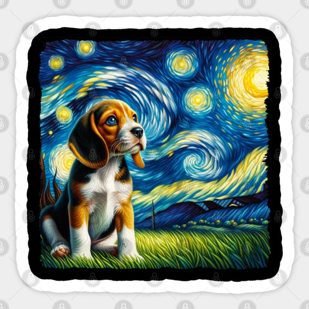 Starry Beagle Portrait - Dog Portrait Sticker by starry_night